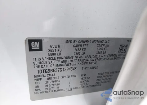 2016 GMC Canyon from USA, damaged, VIN 1GTG5BE37G1394843